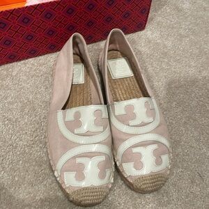 Tory Burch Pink and Ivory Poppy Espadrilles. Size 7. Great condition.